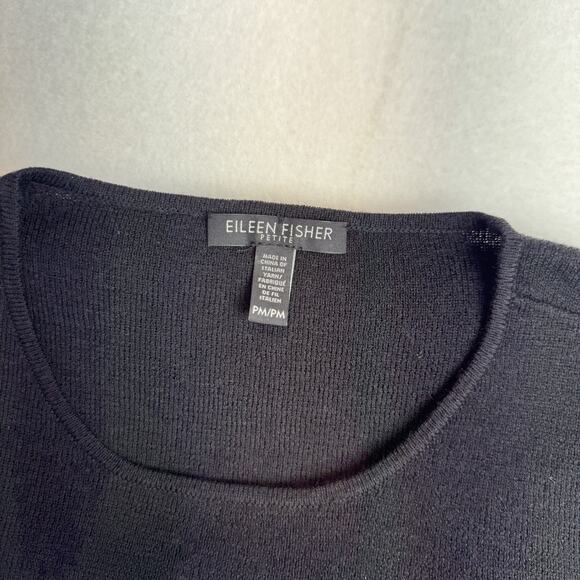 NWOT Eileen Fisher 100% Wool Short Sleeve Tunic High Slit Dress size Petite M - Picture 6 of 8